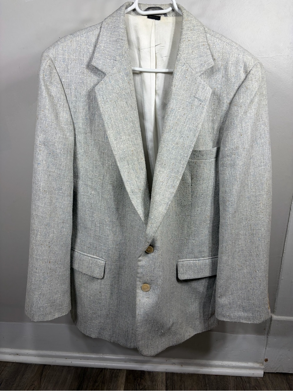 Vintage Imperial by Haggar Textured Tweed Sport Coat Blazer‎ Gray Speckled Mens